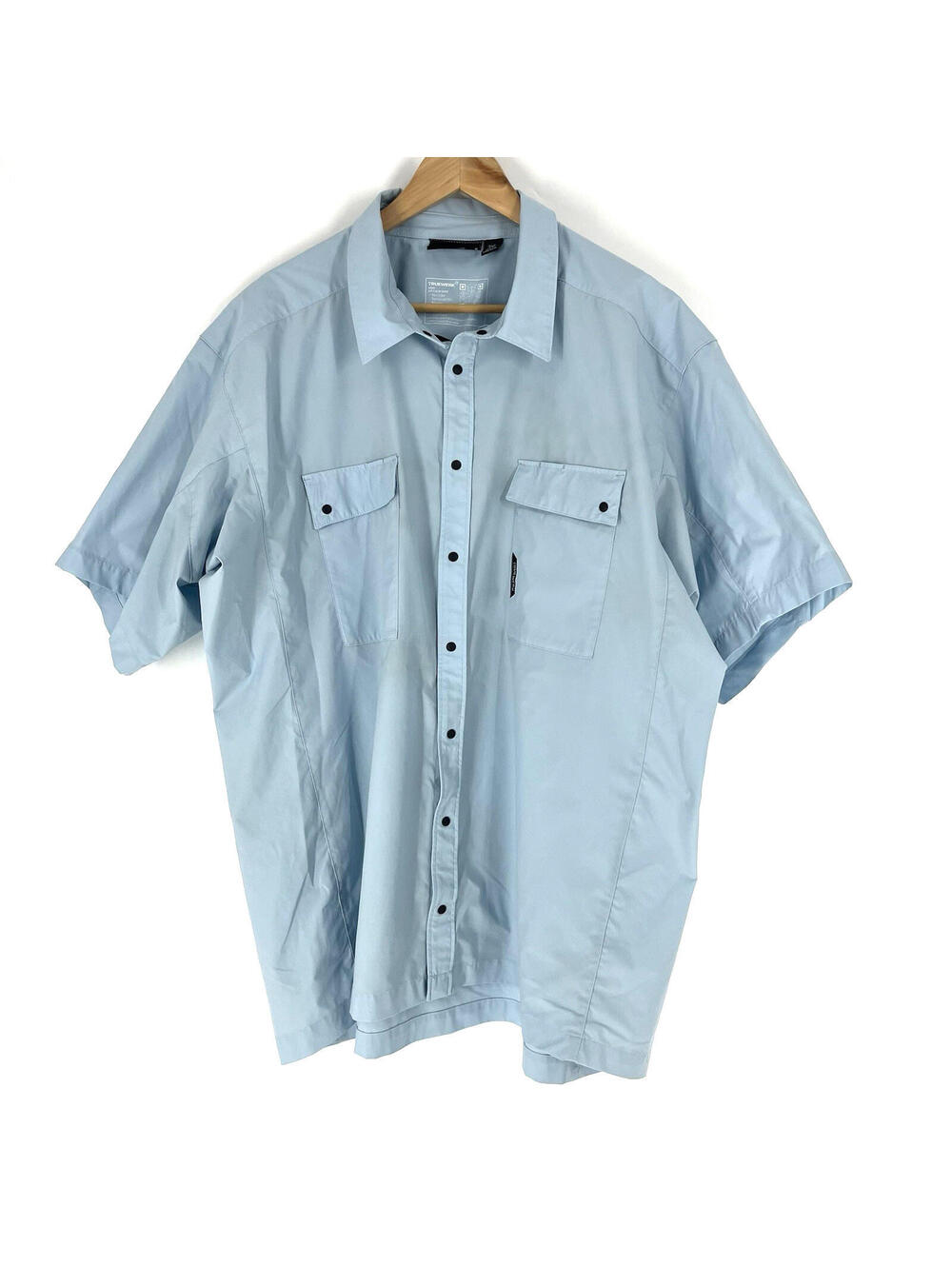 TrueWerk Shirt Size 3XL Mens Blue Snap Button Up Cloud Work Short Sleeve Collar